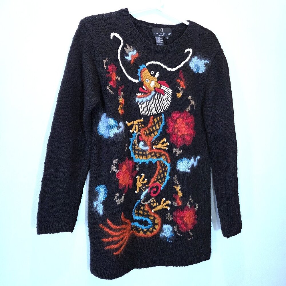 Vintage Carole Little Dragon Sweater Size S